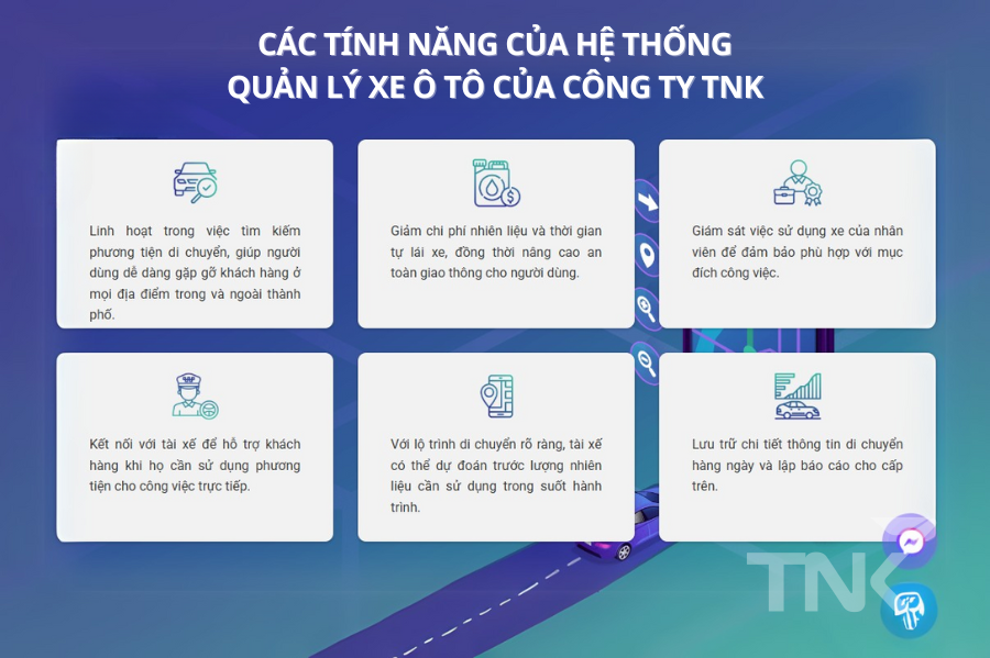 Tính năng của hệ thống quản lý xe ô tô của công ty TNK